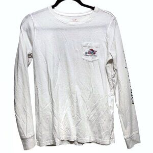 Kids’ Vineyard Vines White Christmas Whale Long Sleeve Pocket Tee S